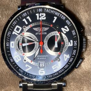 Poljot Aviator HI-TECH Black Dial Chronograph Limited Edition Mens needs strap.